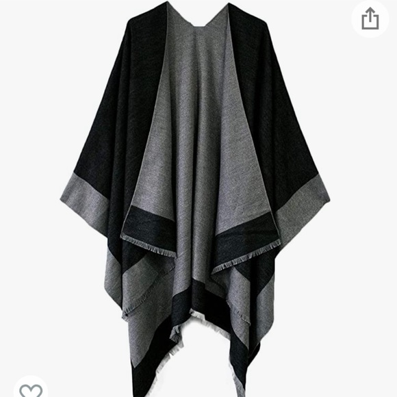 Women's Shawl Wrap Poncho Cape Cardigan Sweater Open Front - Picture 6 of 6